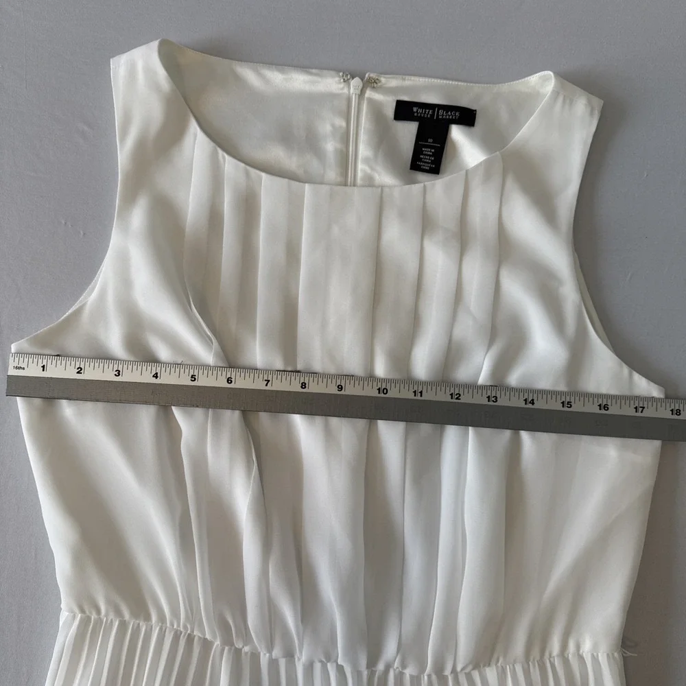 WHBM Old Money Coastal‎ White Pleated Chiffon Maxi Dress 10 Wedding Beach Chic
